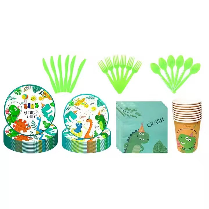 “Green Dinosaur Delight: Kids' Room Decor Set”（绿色恐龙欢乐之选：儿童房装饰套装）