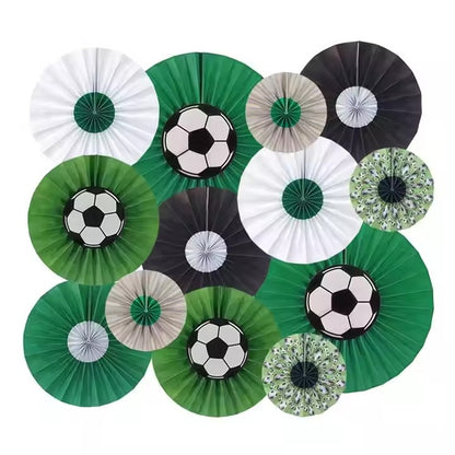 Football birthday party decoration colorful paper pom pom fan-shaped wreath(14pieces/set）)