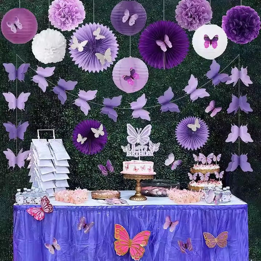 Purple butterfly suit theme birthday party /celebratin decoration(11pieces/set)