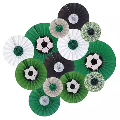 Football birthday party decoration colorful paper pom pom fan-shaped wreath(14pieces/set）)