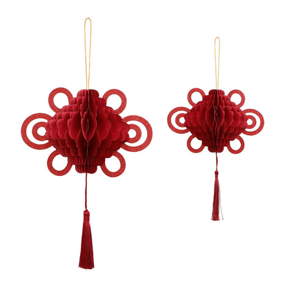 New Year's Day Red Chinese Knot Festival Decorations, High - end Paper Crafts, Thick - paper Hanging Ornaments, New Year Magnetic Honeycomb Hanging Decorations